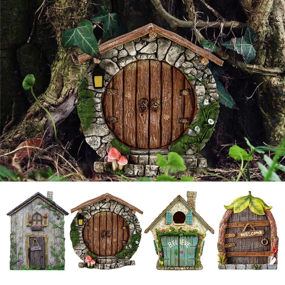 Kids Outdoor Fairy Garden - Kazınmış tasarım ahşap minyatür peri Gnome