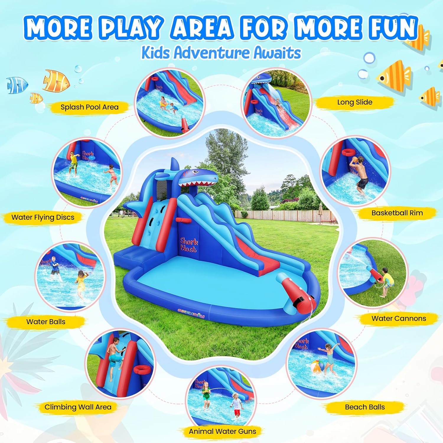 Çocuklar İçin Köpekbalığı Tema - Kids Outdoor Water Slide incelemesi ve fiyatı