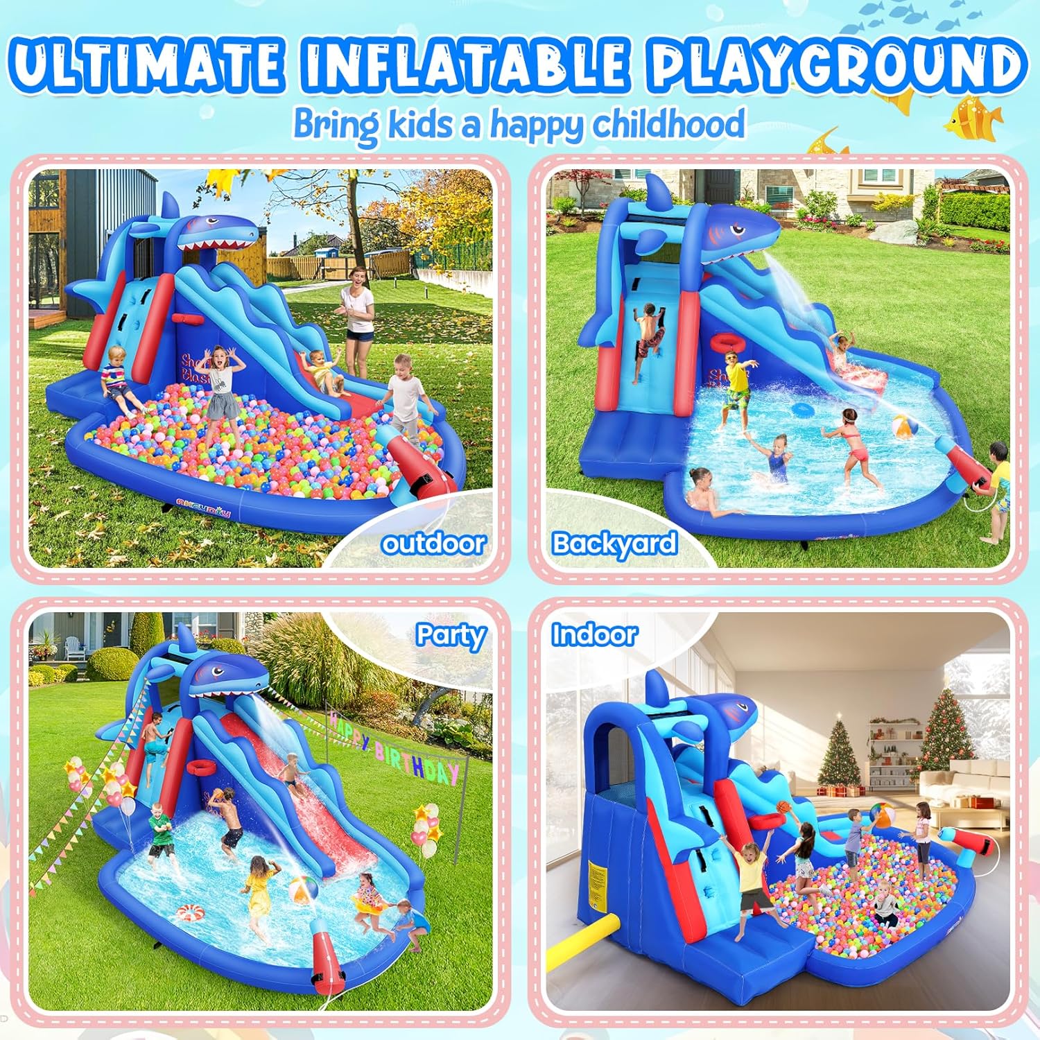 Çocuklar İçin Köpekbalığı Tema - Kids Outdoor Water Slide incelemesi ve fiyatı